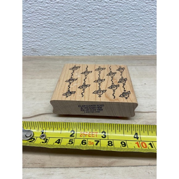 1996 Art Gone Wild Country Roses Wood Mounted Rubber Stamp - Picture 3 of 4